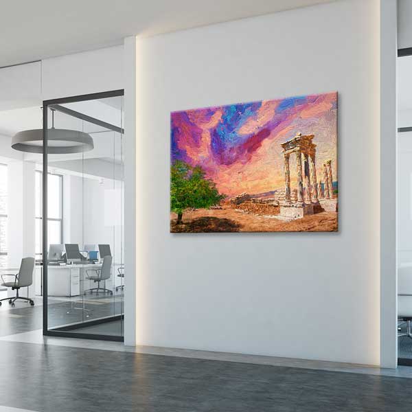 Antik Sütunlar ve Sanatsal Gökyüzü Kanvas Tablo 12010