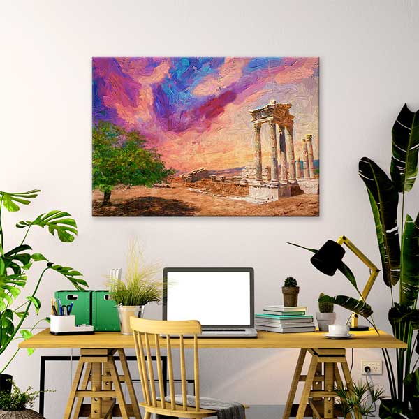 Antik Sütunlar ve Sanatsal Gökyüzü Kanvas Tablo 12010