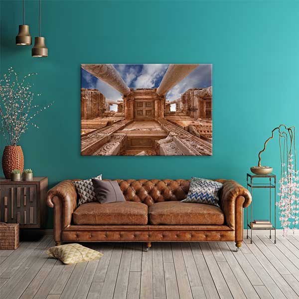 Alttan Bakış Antik Sütunlu Mimari Kanvas Tablo 12039