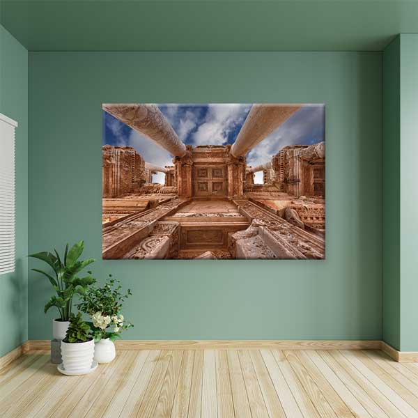 Alttan Bakış Antik Sütunlu Mimari Kanvas Tablo 12039