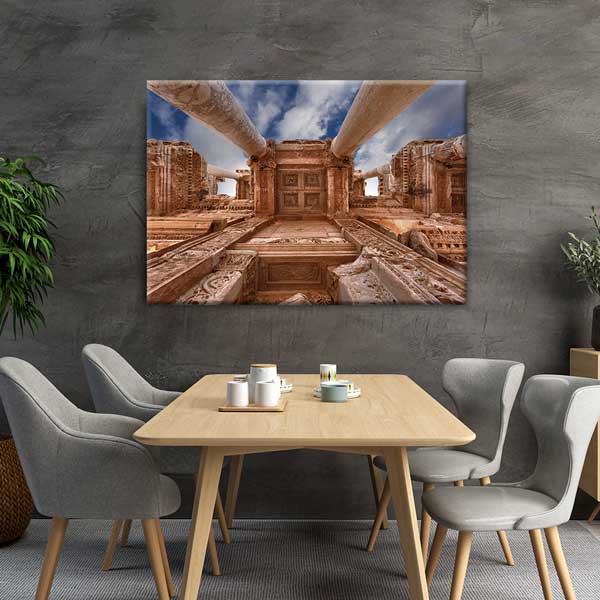 Alttan Bakış Antik Sütunlu Mimari Kanvas Tablo 12039