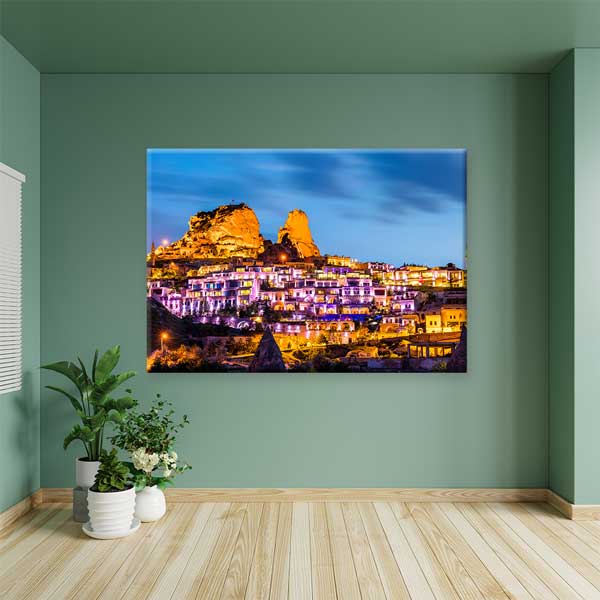 canvas-wall-decor-12094-05 Kapadokya Işıklarla Aydınlanan Anadolu Manzarası Kanvas Tablo 12094