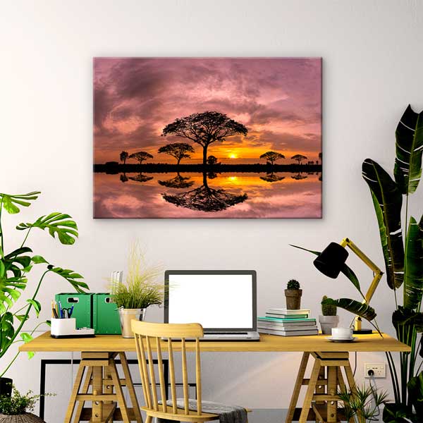 Afrika Gün Batımı Yansıma Kanvas Tablo 13308
