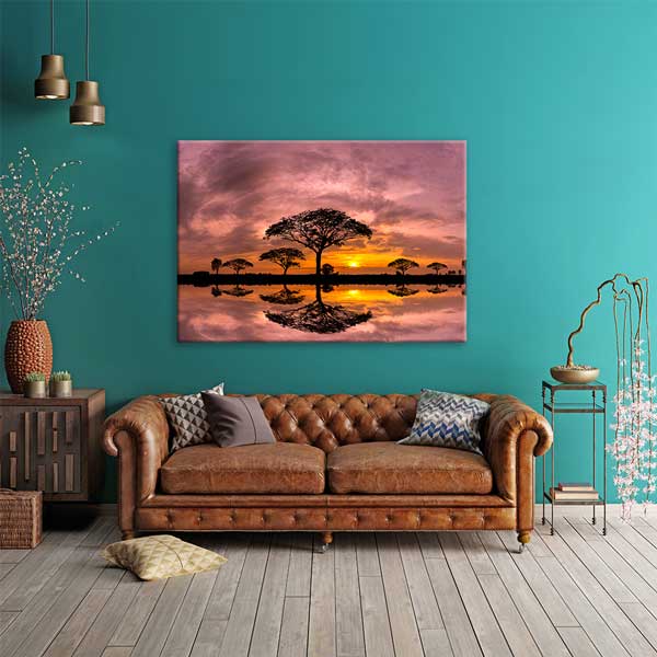 Afrika Gün Batımı Yansıma Kanvas Tablo 13308