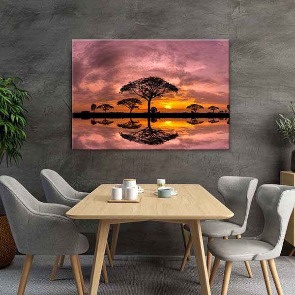 Afrika Gün Batımı Yansıma Kanvas Tablo 13308