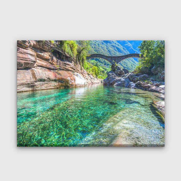 Kristal Nehir ve Taş Köprü Kanvas Tablo 13367