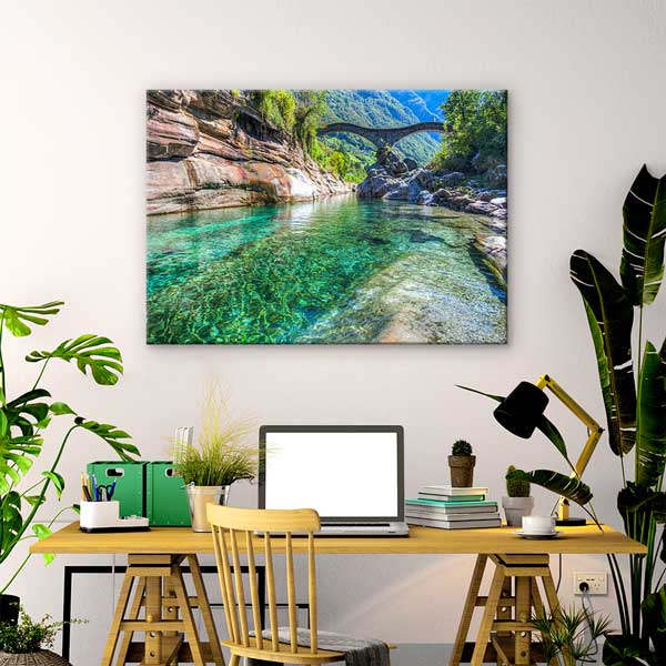 Kristal Nehir ve Taş Köprü Kanvas Tablo 13367