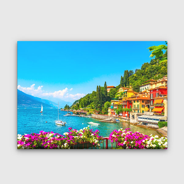 İtalya Como Gölü Sahil Manzara Kanvas Tablo 13460