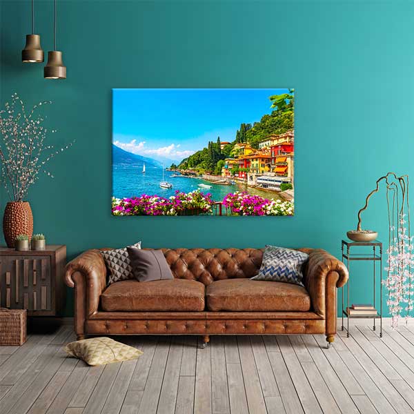 İtalya Como Gölü Sahil Manzara Kanvas Tablo 13460