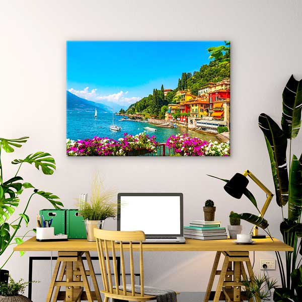 İtalya Como Gölü Sahil Manzara Kanvas Tablo 13460