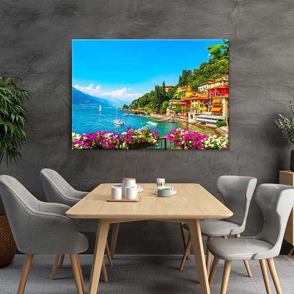 İtalya Como Gölü Sahil Manzara Kanvas Tablo 13460