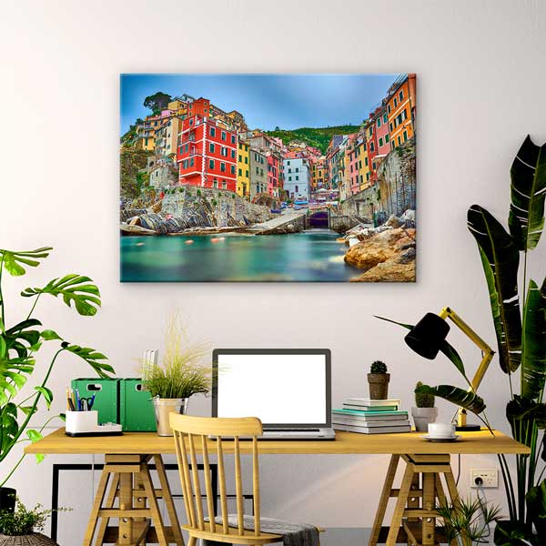 İtalya Cinque Terre Renkli Sahil Evleri Kanvas Tablo 13486