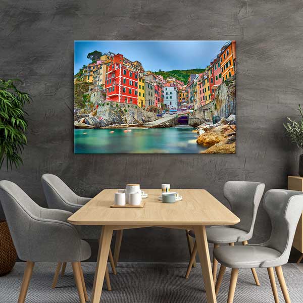 İtalya Cinque Terre Renkli Sahil Evleri Kanvas Tablo 13486