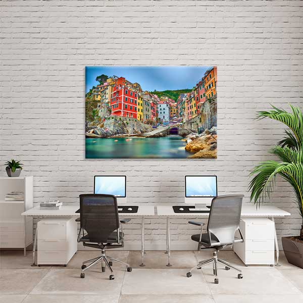 İtalya Cinque Terre Renkli Sahil Evleri Kanvas Tablo 13486