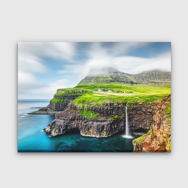 Okyanus Kıyısı Şelale Manzarası Kanvas Tablo 13531