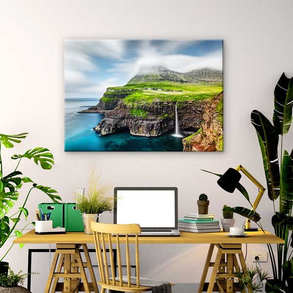 Okyanus Kıyısı Şelale Manzarası Kanvas Tablo 13531