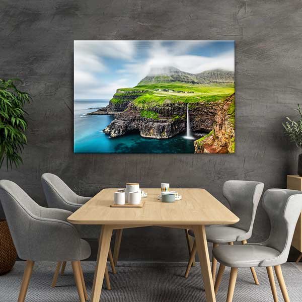Okyanus Kıyısı Şelale Manzarası Kanvas Tablo 13531