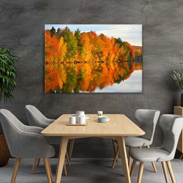 canvas-wall-decor-13581-03 Sonbahar Ormanı ve Göl Yansıması Manzarası Kanvas Tablo 13581