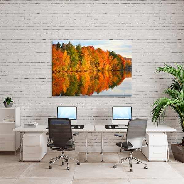 canvas-wall-decor-13581-04 Sonbahar Ormanı ve Göl Yansıması Manzarası Kanvas Tablo 13581