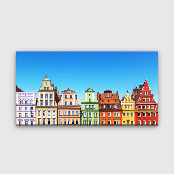 Wrocław Renkli Tarihi Evler Avrupa Şehir Manzarası Kanvas Tablo – 13700