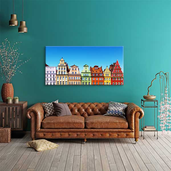Wrocław Renkli Tarihi Evler Avrupa Şehir Manzarası Kanvas Tablo – 13700