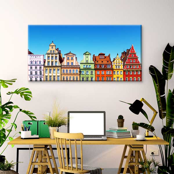 Wrocław Renkli Tarihi Evler Avrupa Şehir Manzarası Kanvas Tablo – 13700