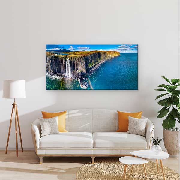 Isle of Skye Kilt Rock Mealt Şelalesi Okyanus Manzarası Kanvas Tablo – 13707