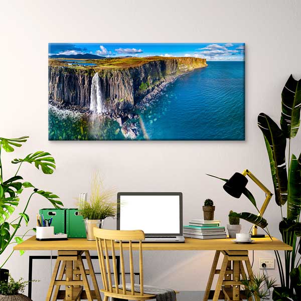 Isle of Skye Kilt Rock Mealt Şelalesi Okyanus Manzarası Kanvas Tablo – 13707