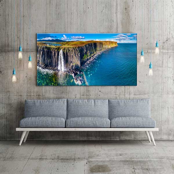 Isle of Skye Kilt Rock Mealt Şelalesi Okyanus Manzarası Kanvas Tablo – 13707