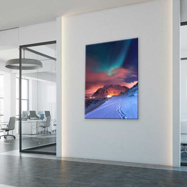 Kuzey Işıkları ve Kış Dağ Manzarası Kanvas Tablo 13850