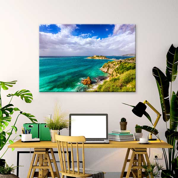 canvas-wall-decoration-12022-03 Turkuaz Deniz ve Kayalık Burun Manzarası Kanvas Tablo 12022