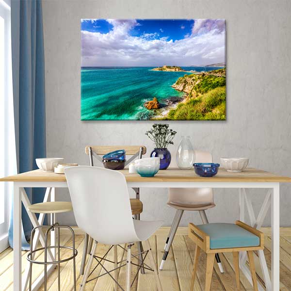 canvas-wall-decoration-12022-04 Turkuaz Deniz ve Kayalık Burun Manzarası Kanvas Tablo 12022