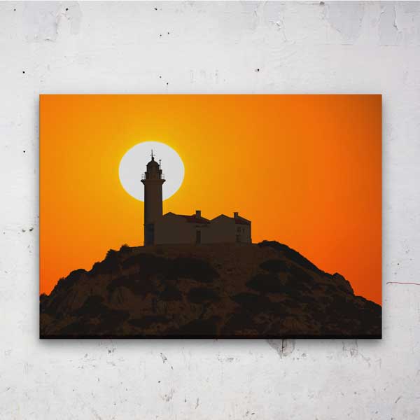 Gün Batımında Deniz Feneri Silueti Kanvas Tablo 12029