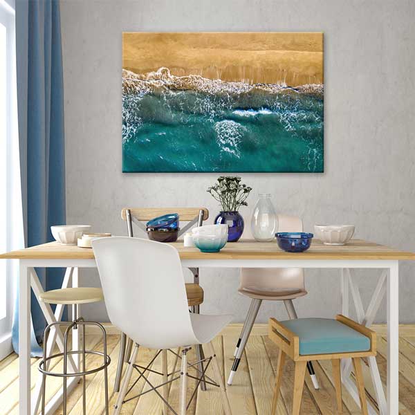 Kuş Bakışı Deniz ve Kumsal Geçişi Kanvas Tablo 12036