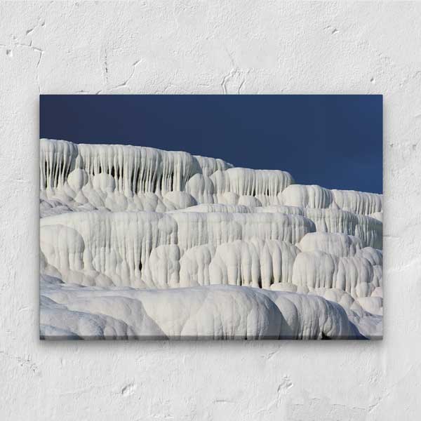 Beyaz Traverten Teraslar ve Mineral Dokular Kanvas Tablo 12038