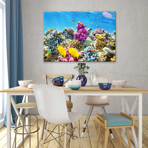 Mercan Resifi ve Tropikal Balıklar Kanvas Tablo – Deniz Altı Manzara Fotoğraf Sanatı 13324
