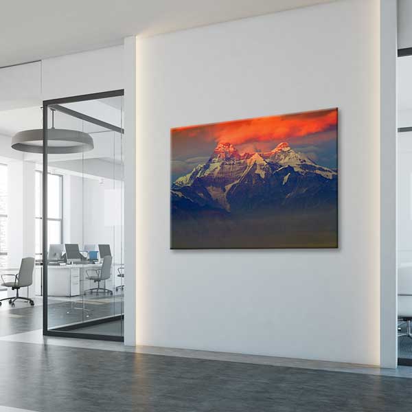 canvas-wall-design-13341-04 Kızıl Gün Batımı Karla Kaplı Dağ Zirvesi Kanvas Tablo 13341