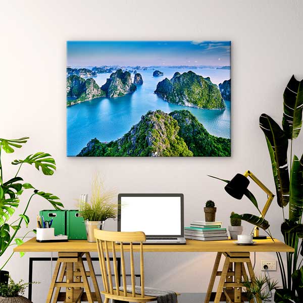 Tropikal Ada ve Turkuaz Deniz Manzarası Kanvas Tablo 13343