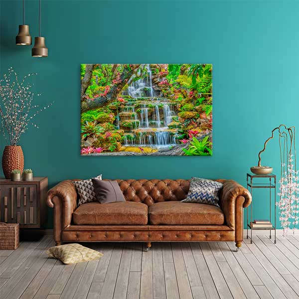 Tropikal Şelale ve Doğal Bitki Örtüsü Kanvas Tablo 13353