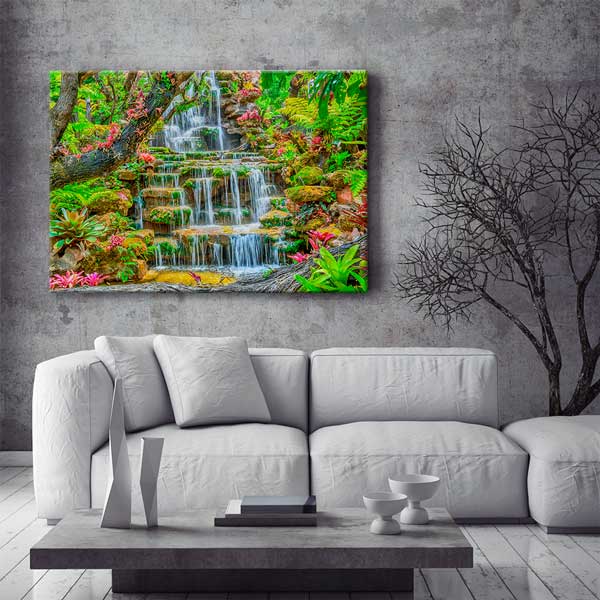 Tropikal Şelale ve Doğal Bitki Örtüsü Kanvas Tablo 13353