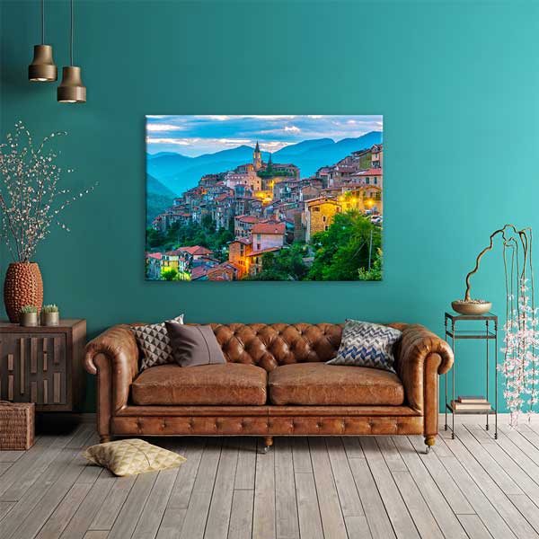 Avrupa Dağ Kasabası Manzara Kanvas Tablo 13454
