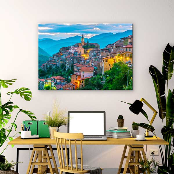Avrupa Dağ Kasabası Manzara Kanvas Tablo 13454