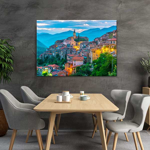 Avrupa Dağ Kasabası Manzara Kanvas Tablo 13454