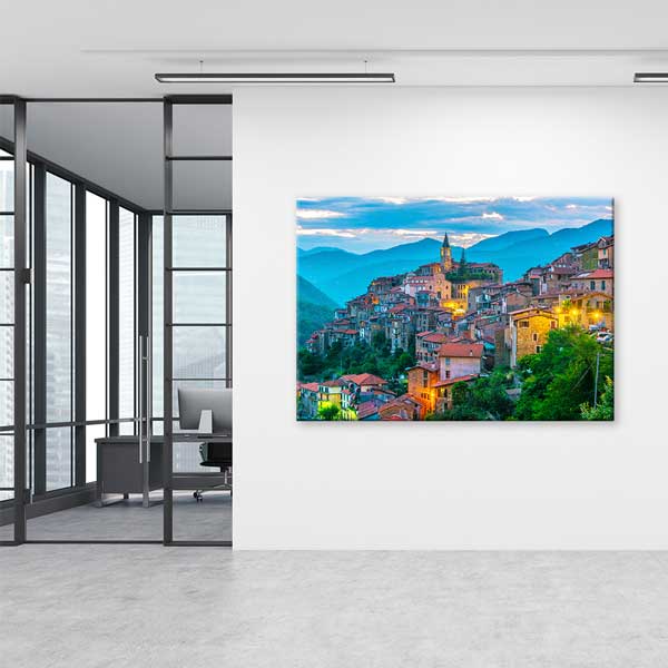 Avrupa Dağ Kasabası Manzara Kanvas Tablo 13454