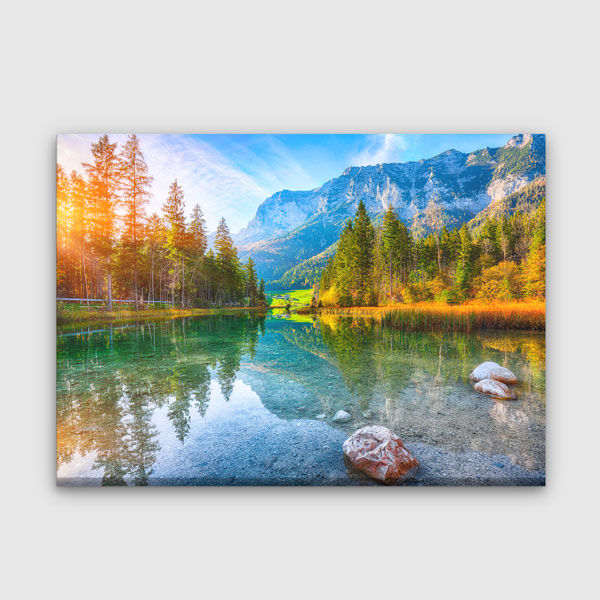 Avrupa Dağ ve Göl Manzarası Kanvas Tablo 13457