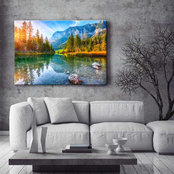 Avrupa Dağ ve Göl Manzarası Kanvas Tablo 13457