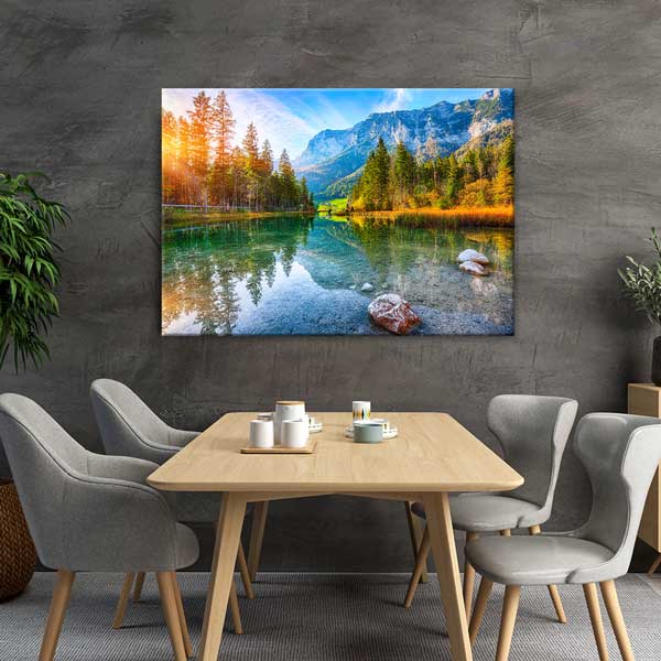 Avrupa Dağ ve Göl Manzarası Kanvas Tablo 13457