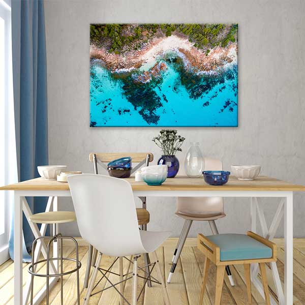 Turkuaz Kıyı ve Kayalık Sahil Fotoğraf Sanatı Kanvas Tablo 13547