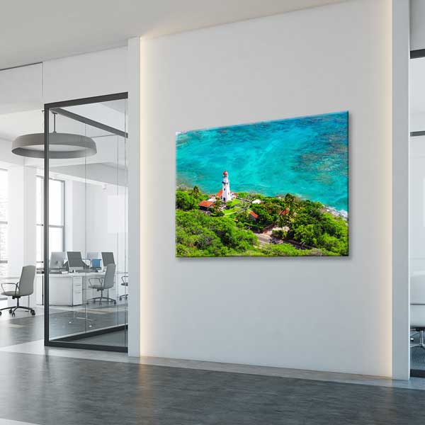 Tropikal Deniz Feneri ve Turkuaz Okyanus Manzarası Kanvas Tablo 13594