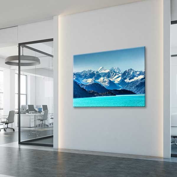 Turkuaz Dağ Gölü ve Karlı Zirveler Manzarası Kanvas Tablo 13604